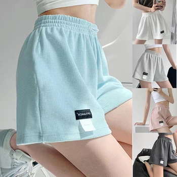 נשים מכנסיים קצרים 2023 הקיץ עם קו מותן גבוה ספורט קצרים חופשי תחתיות נשי מזדמן אלסטי המותניים חם המכנסיים מוצק צבע Homewear