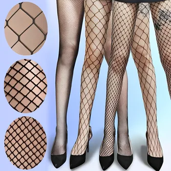 נשים סקסי ארוטי רשת הגוף גרביים חלול החוצה פטיש רשת שקופה גבוהה המותניים גרביים ארוכות למבוגרים שחור גרביים הלבשה תחתונה