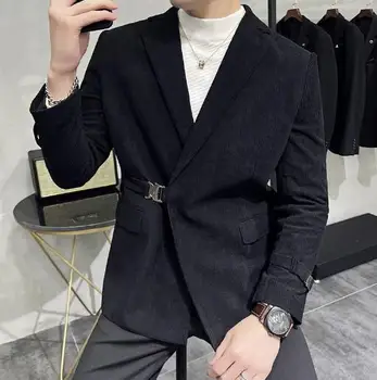 סגנון חדש חליפה של גבר מוצק צבע אביזרי סגנון נעילת אבזם תודה שטחי כותנה החליפה מעיל ז ' קט ABB46