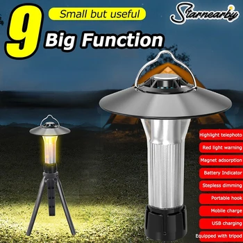 סוג-C Rechagre LED פנס לפיד חיצוני פנס קמפינג אוהל אור עם Manget תליית מנורה דיג ציוד מחנאות