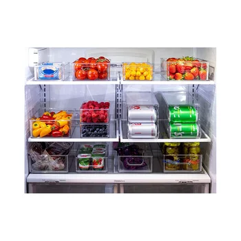 סט של 16 מקרר ארגונית פחי פלסטיק המזווה הארגון, סלי אחסון מזון במקרר המארגנים