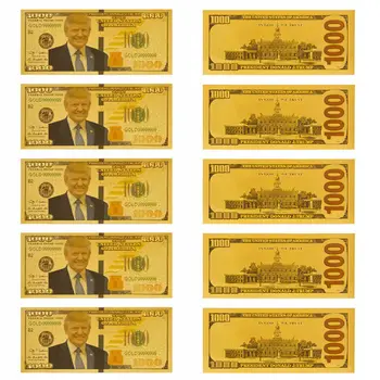 סיטונאי 5000pcs באיכות גבוהה הנשיא דונלד טראמפ שנצבעו $1000 דולר רדיד זהב השטר לנו ההנצחה חשבונות 2024