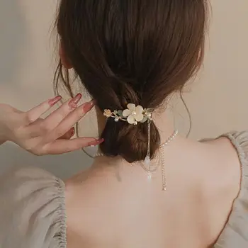 סיכת ראש פרח ציצית פרל ראש עתיק מסיבת סיכות תכשיטים סינית שיער קליפים עבור בנות Hanfu אביזרים לשיער