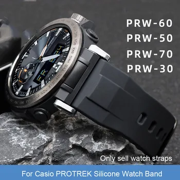 סיליקון לצפות חגורת CASIO PROTREK סדרה PRW-60/30 /50/70YT הרים רצועת שעון גברים צמיד גומי רך 24mm