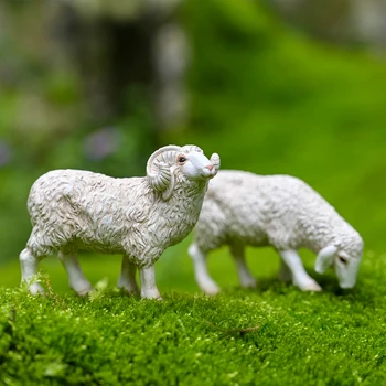 סימולציה כבשים מיקרו-נוף שולחן העבודה חיה כבש מודל קישוטים בונסאי עיצוב שרף אמנות דקורטיבית ריהוט