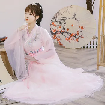 סיני Hanfu תחפושת פיה להתלבש Cosplay מסורתי הפסטיבל היומן בגדים מודרניים לנשים ורוד לבן צבע