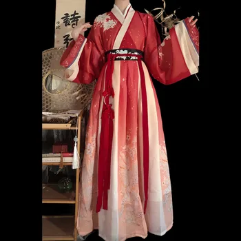 סינית מסורתית אדום Hanfu 3PCS/סט תחפושת של אישה עתיקה WeiJin שושלת השמלה מזרחי נסיכה להתלבש ליידי אלגנטיות לרקוד