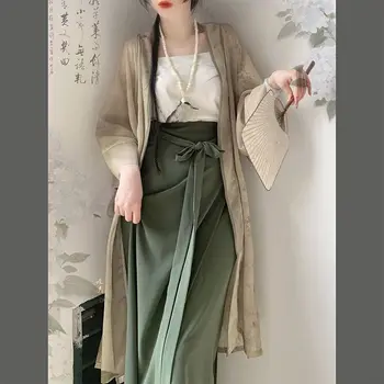 סתיו שושלת סונג הסיני המקורי הלבוש המסורתי לנשים משופרים אלגנטי מודפס Hanfu שמלות חליפת החלוק קלע חצאית
