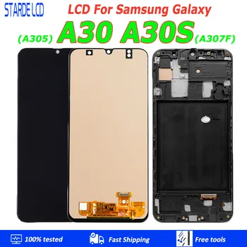 עבור Samsung Galaxy A30S A307F מסך מגע LCD דיגיטלית הרכבה תצוגה עבור Samsung A30 SM-A30 A305 תצוגת מסך עם מסגרת