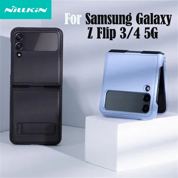 עבור Samsung Galaxy Z Flip 4 3 תיק NILLKIN קין עור במקרה מתקפל מלא כיסוי עבור Samsung Z Flip4 5G עם סוגר מגנטי