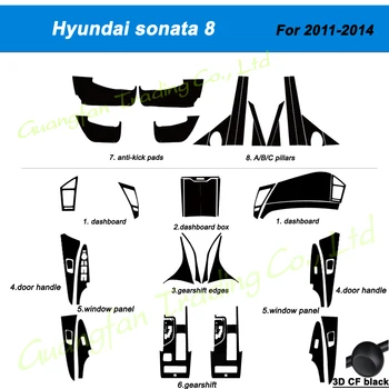 עבור יונדאי סונטה 8 2011-2014 המכונית-עיצוב 3D/5D סיבי פחמן רכב פנים במרכז הקונסולה שינוי צבע דפוס מדבקות מדבקה