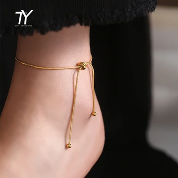 עיצוב מינימליסטי צבע זהב נחש עצם שרשרת פלדת טיטניום קשת צמיד לאישה 2022 קוריאני אופנה תכשיטים של בחורה סקסית הקרסול.