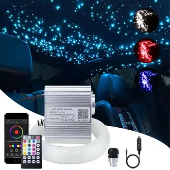 על גג המכונית כוכב אור 10W נצנץ RGBW סיבים אופטיים אור מנוע המוזיקה בקרת LED זוהר אורות התקרה קיט עם Bluetooth APP