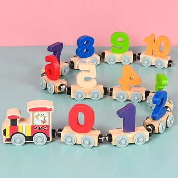 עץ מגנטי קטן הרכבת הפאזל מוקדם חינוך המספר מבצע חיה מכתב קוגניציה תרגיל פאזל צעצועים