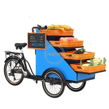פירות עגלות רחוב ניידים מוכר דוכן מזון עגלת נגרר חשמלי לתלת אופן מטען אופניים