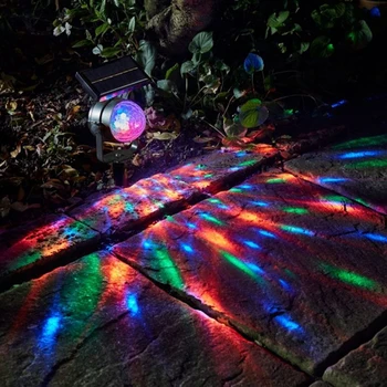 פסטיבל חוצות הדשא מסתובבת RGB שלב אור קישוט וילה אנרגית שמש דיסקו גן מסיבת חג המולד כדור בדולח
