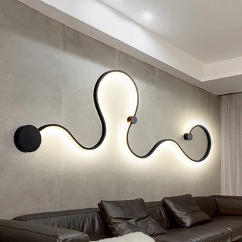 פשוט נחש בצורת אלומיניום יצירתי השינה מנורת קיר הסלון רקע קיר במסדרון ליד המיטה קישוט LED מנורת קיר