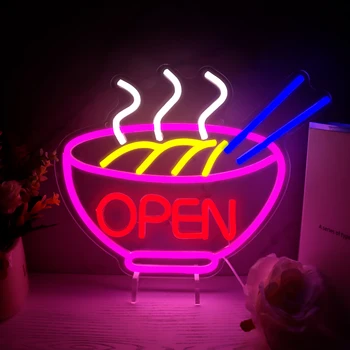 פתח ראמן ניאון אטריות ראמן שלט LED עבור המפלגה קישוט קיר אטריות חנות אוכל מנורת ניאון אמנות קיר המסעדה העיצוב