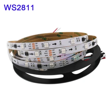 צבע מלא למיעון WS2811 IC RGB led רצועת אור 1m/2m/3m/4m/5m WS2811 פיקסל חכם הוביל את רצועת קלטת;DC12V 30/60leds/m