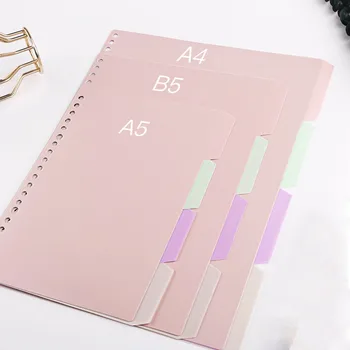 צבע ממתקים חוצצים A4 B5 A5 לתכנון מדד המחיצה דף פלסטיק סיווג כרטיסיית דף הסימנייה מתכננת מוסיף 8 מחשבים/סט