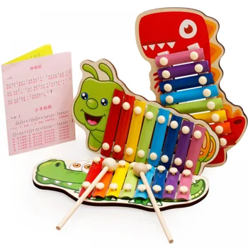 צבע מעץ, קסילופון צעצוע, צעצועים מוזיקליים לילדים קריקטורה כלי נגינה מוקדם חינוך מוסיקלי הצעצועים הטובים ביותר לילדים מתנה