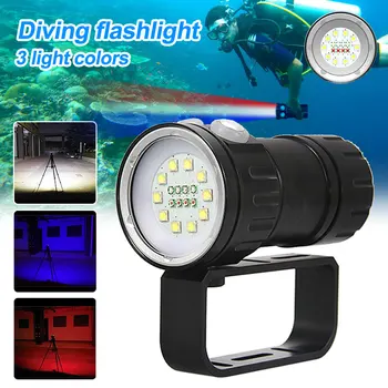 צלילה פנס חיצוני לפיד 10000 Lumens תאורה מתחת למים 100 מ ' עמיד למים טקטי לפיד LED לצילום וידאו למלא את האורות