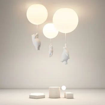 קריקטורה דוב קוטב תקרה נברשת אור יצירתי LED תליון מנורה הסלון ילד ילדים חדר שינה עיצוב הבית Hanglamp