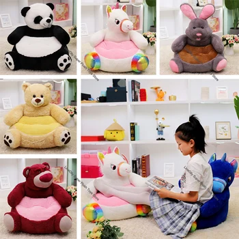 קריקטורה יפה קרן דובי פנדה ילדים ספה כסא חמוד צעצועים קטיפה מושב התינוק קן ישן במיטה למבוגרים הכרית ממולא כרית