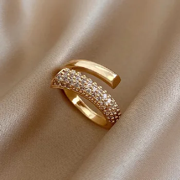 ראמוס עיצוב יצירתי זירקון מתכת פתיחת טבעת לאישה אופנה תכשיטי יוקרה מסיבה סקסית הבחורה האצבע של טבעות יוצאות דופן