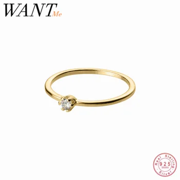 רוצה קוריאני אמיתי 100% כסף סטרלינג 925 עגולים זירקון טבעת אצבע לנשים נסיכה יום הנישואין תכשיטים ואביזרים