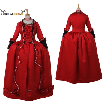 רוקוקו המלוכה אצילי שמלת ימי הביניים בגדים אדומים רוקוקו שמלת נשף עם הצוואר להקת רטרו מימי הביניים, הבארוק שמלת הרנסנס