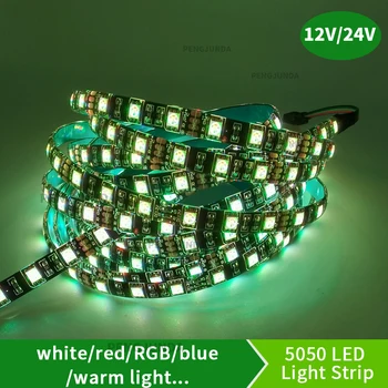 רצועת LED 5050 שחור/לבן PCB DC12V גמיש אור LED 60 LED/m 5m/הרבה RGB לבן כחול אדום ורוד ירוק רצועת LED 5050