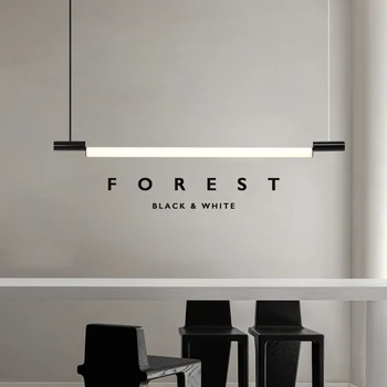 שחור מינימליסטי מסעדה נברשת משרד ללמוד בבר המודרני אור פשוט יוקרה רצועת LED אור
