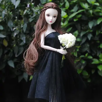 שחור מנוקד פולקה 1/6 BJD בובה השמלה על הבובה בארבי בגדים תלבושת נסיכה בשמלת ערב 11.5