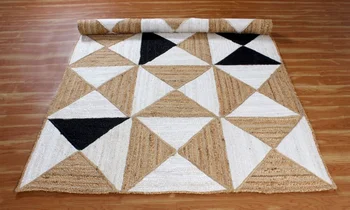 שטיח יוטה טבעי שטיחים יד קלוע גיאומטריות שטיח לבן גינה חיצונית מזרן יוגה השטיח שטיחים עבור הסלון
