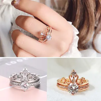 שני חלקים זהב, כסוף צבע הכתר פתיחת טבעות לאישה 2022 אופנה חדשה האצבע סט תכשיטים מסיבת החתונה של הילדה יוקרה הטבעת