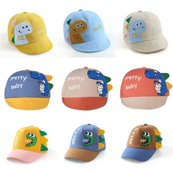 תינוק חמוד הילד כובע קריקטורה דינוזאור תינוק כובע בייסבול אביב קיץ לילדים כותנה כובע השמש פעוטה חיצוני המשקף כובעים