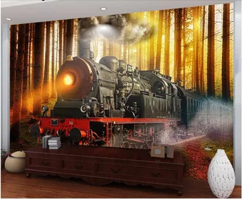 תמונה מותאמת אישית 3d טפט הפנטזיה יער הרכבת עשן בסלון עיצוב הבית רקע 3d ציורי קיר טפט על קירות 3 d