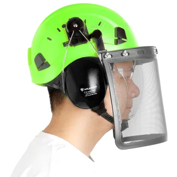 תעשייתי ייעור בטיחות הקסדה Brushcutter גוזם מלאה מגן פנים רשת עם שנבנה ב גוגל הגנה ABS רישום הכובע